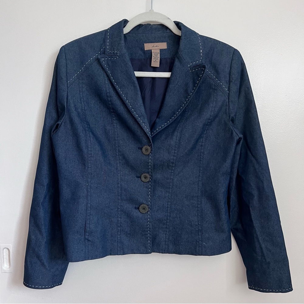 I.E. Denim Blazer with Stitch Detail Size 8